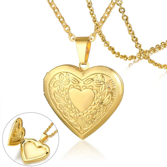 Stainless Steel Heart Locket Necklace